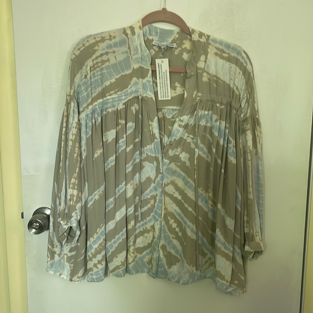 Flowy tied dye button down blouse